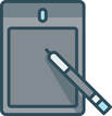 Icon of tablet and stylus